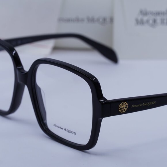 Alexander McQueen AM0286O 001 Square Eyeglasses 55mm - Black - Picture 5 of 11